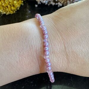 NWT Elegant Crystal Pink beads with faux Pearl Bracelet / Anklet